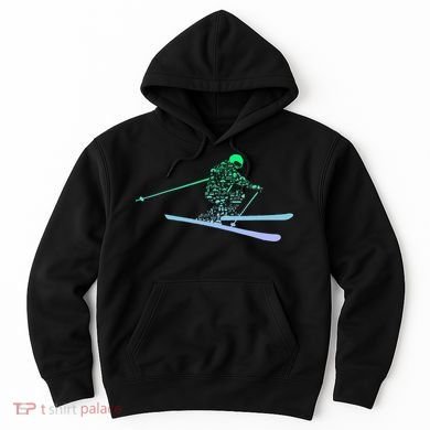 Silhouette Ski Icon For Skiier Ski Skiing Hoodie