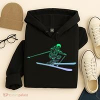 Silhouette Ski Icon For Skiier Ski Skiing Hoodie thumb 4