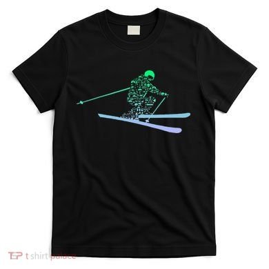 Silhouette Ski Icon For Skiier Ski Skiing T-Shirt