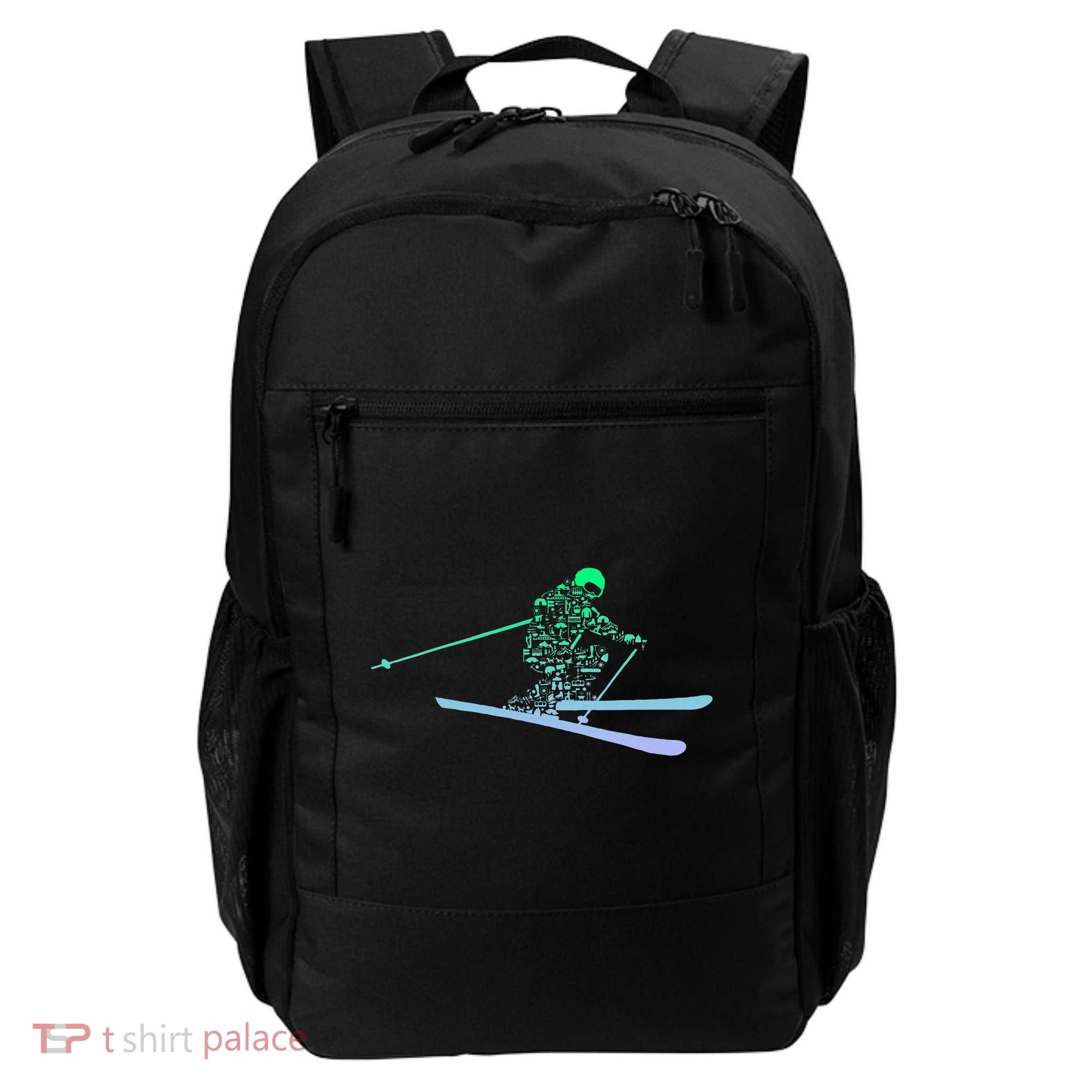 Silhouette Ski Icon For Skiier Ski Skiing Backpack