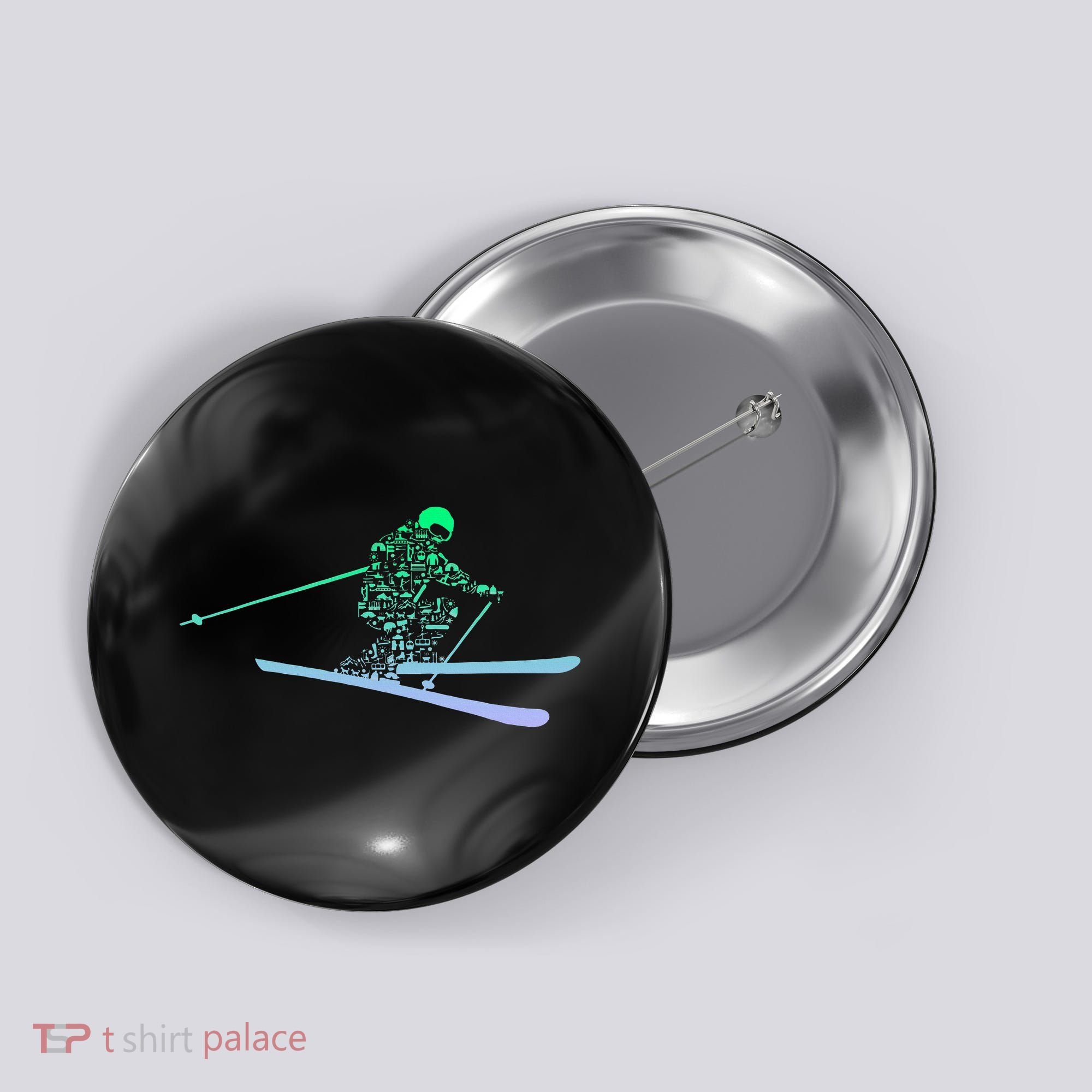 Silhouette Ski Icon For Skiier Ski Skiing Button