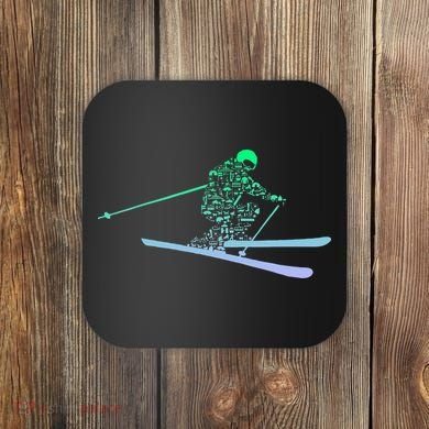 Silhouette Ski Icon For Skiier Ski Skiing Coaster