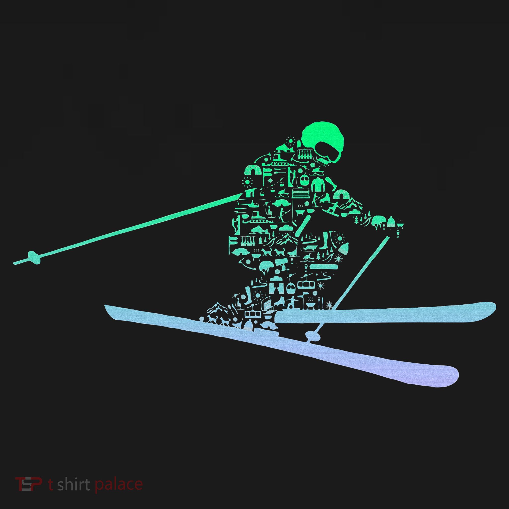 Silhouette Ski Icon For Skiier Ski Skiing Pajama Set