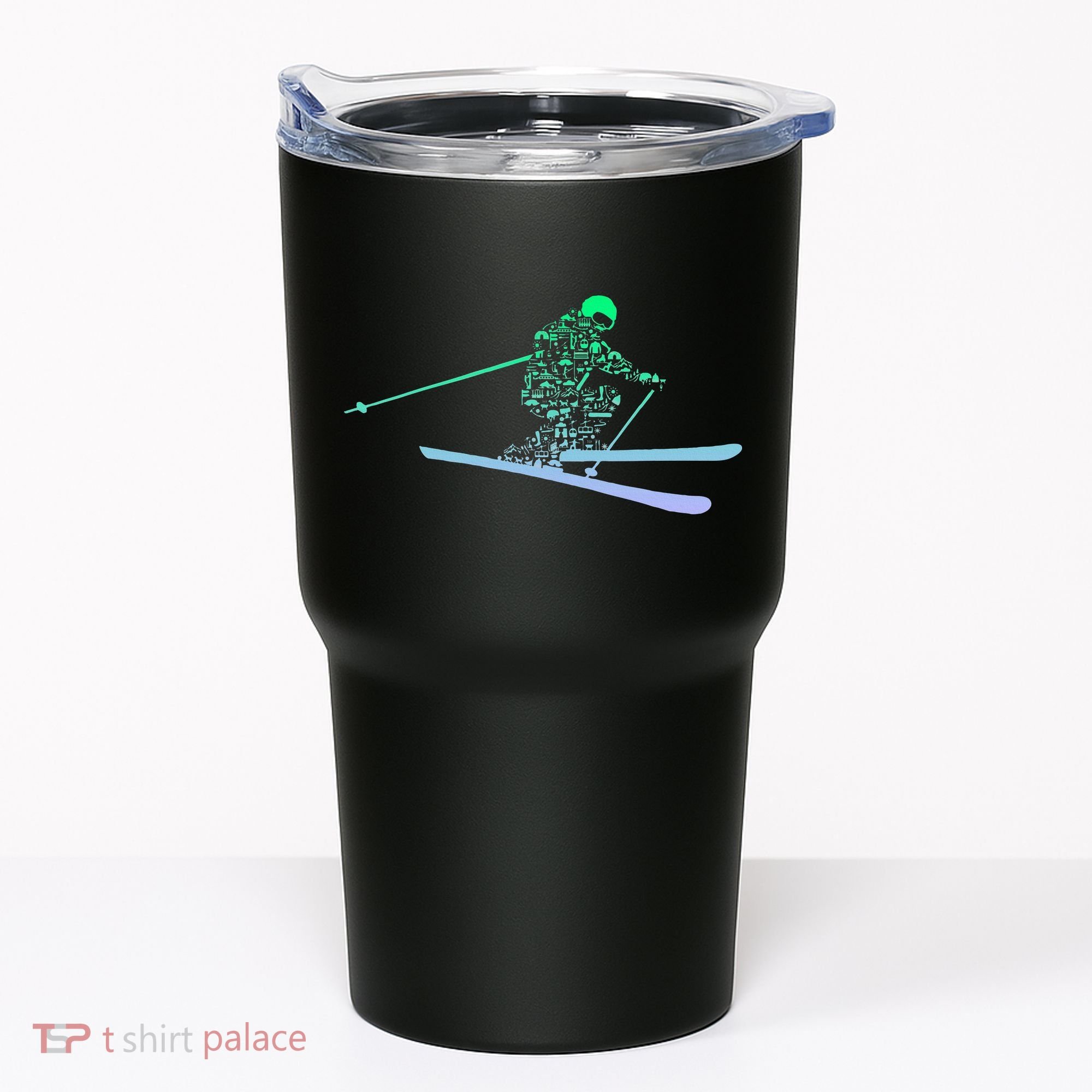 Silhouette Ski Icon For Skiier Ski Skiing Tumbler