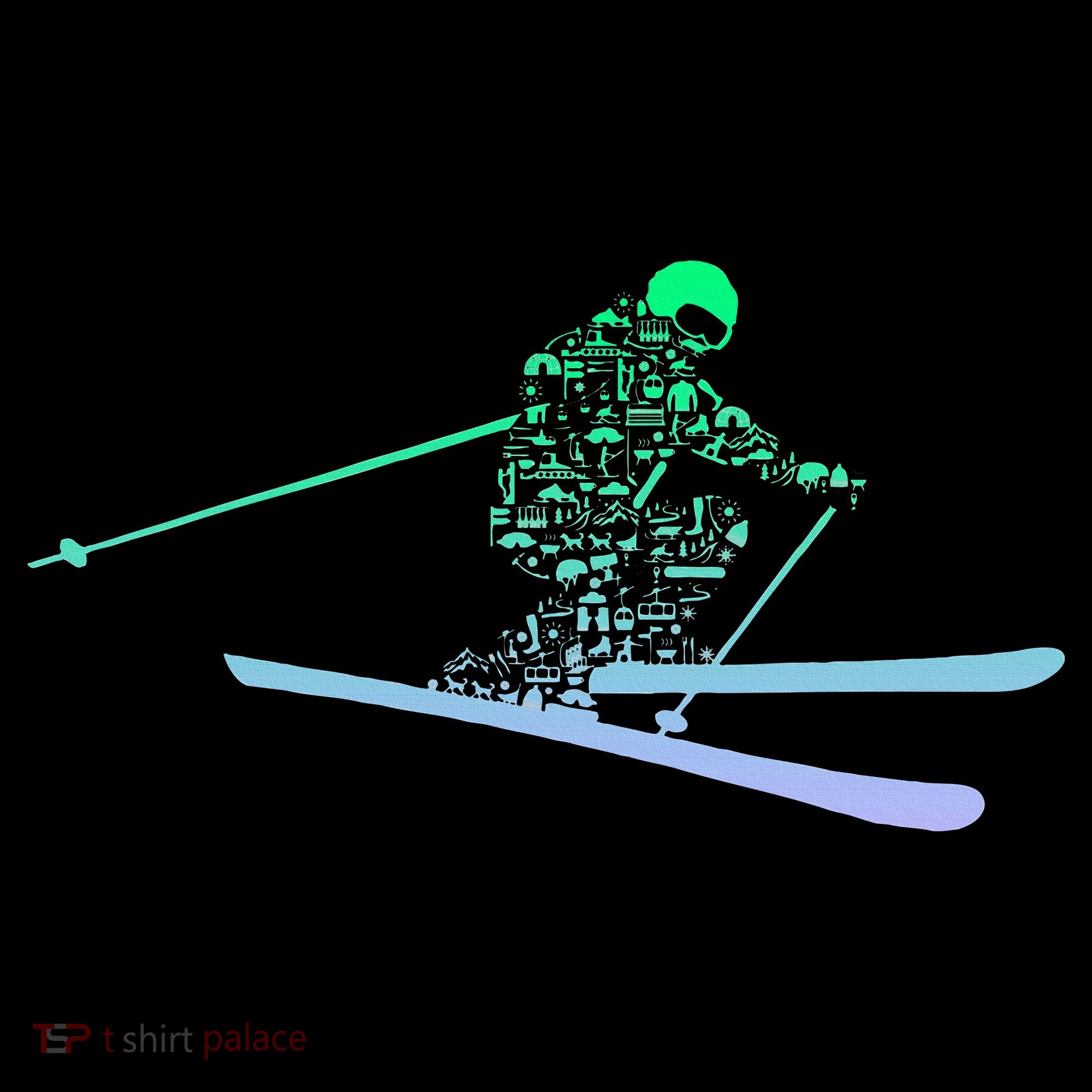 Silhouette Ski Icon For Skiier Ski Skiing Ornament