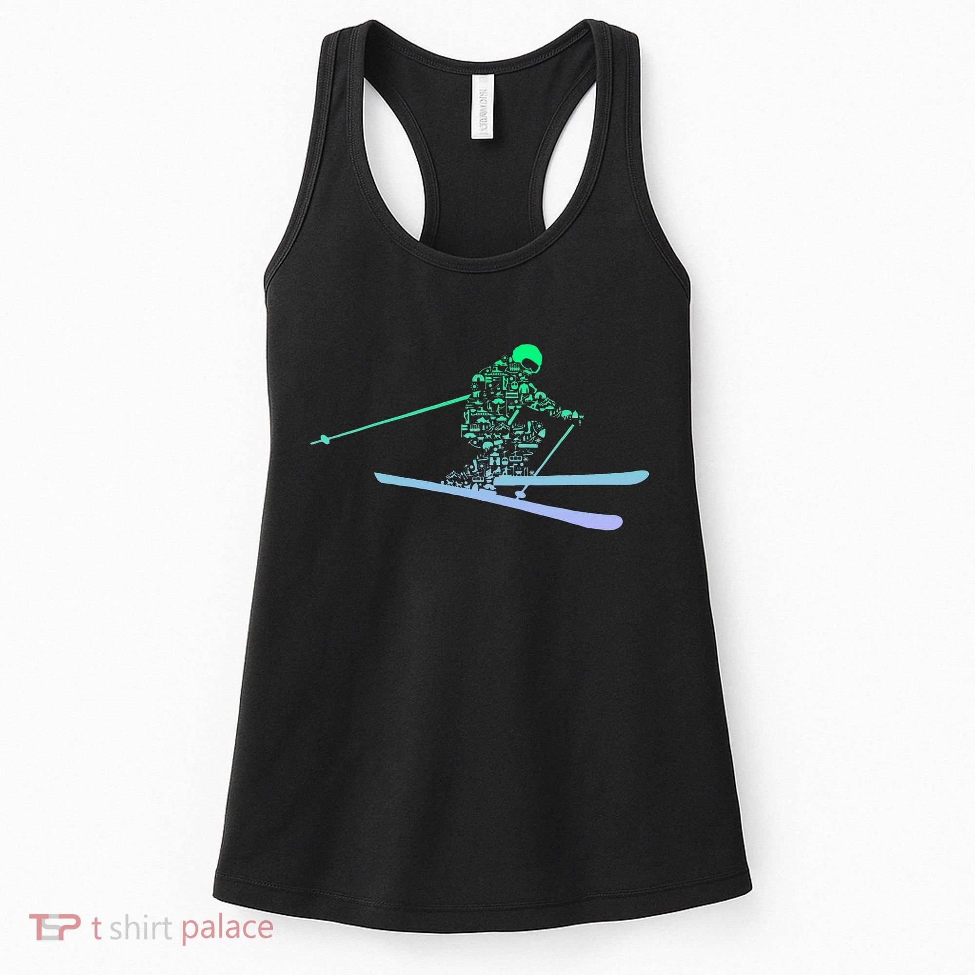 Silhouette Ski Icon For Skiier Ski Skiing Women's Tank Top