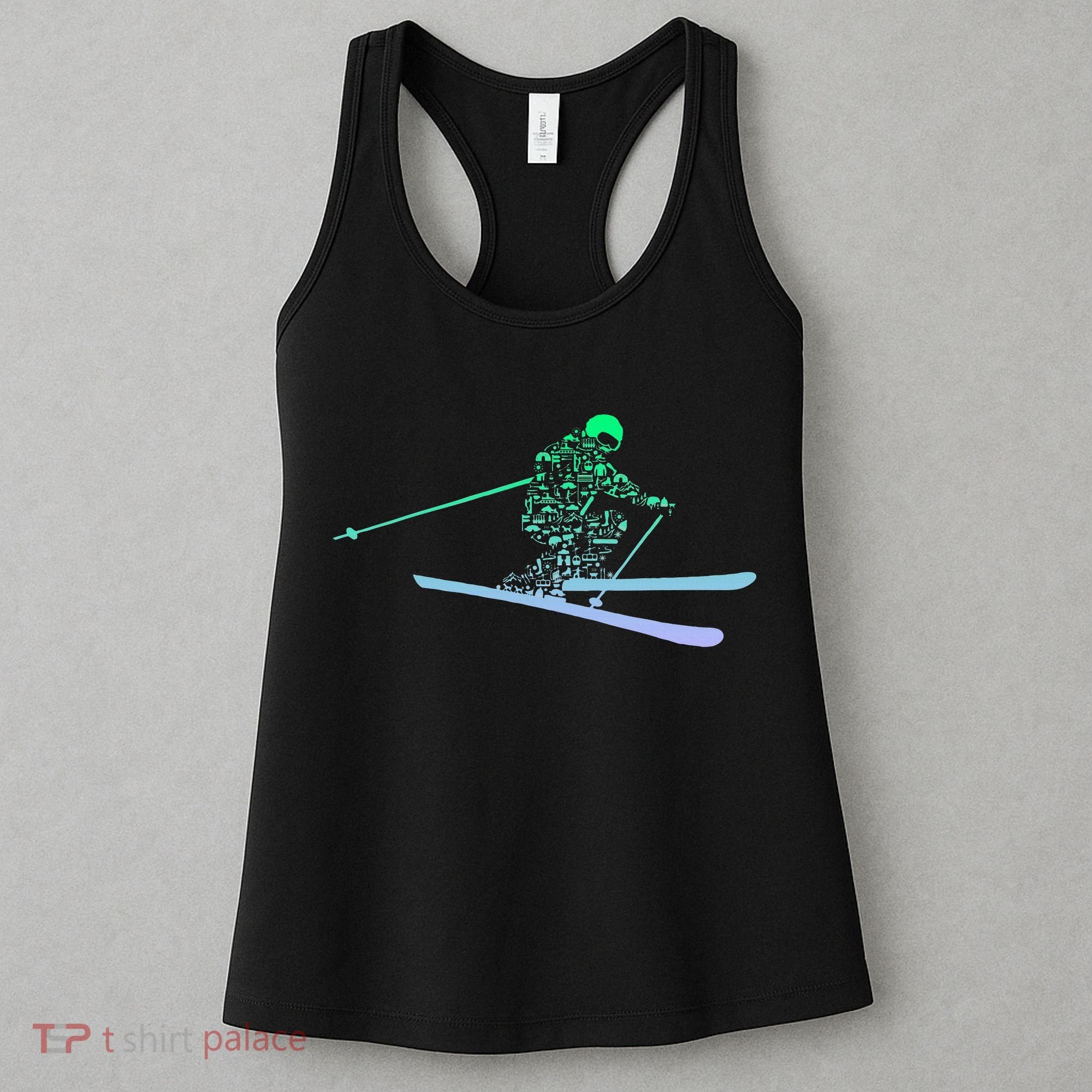 Silhouette Ski Icon For Skiier Ski Skiing Women's Tank Top