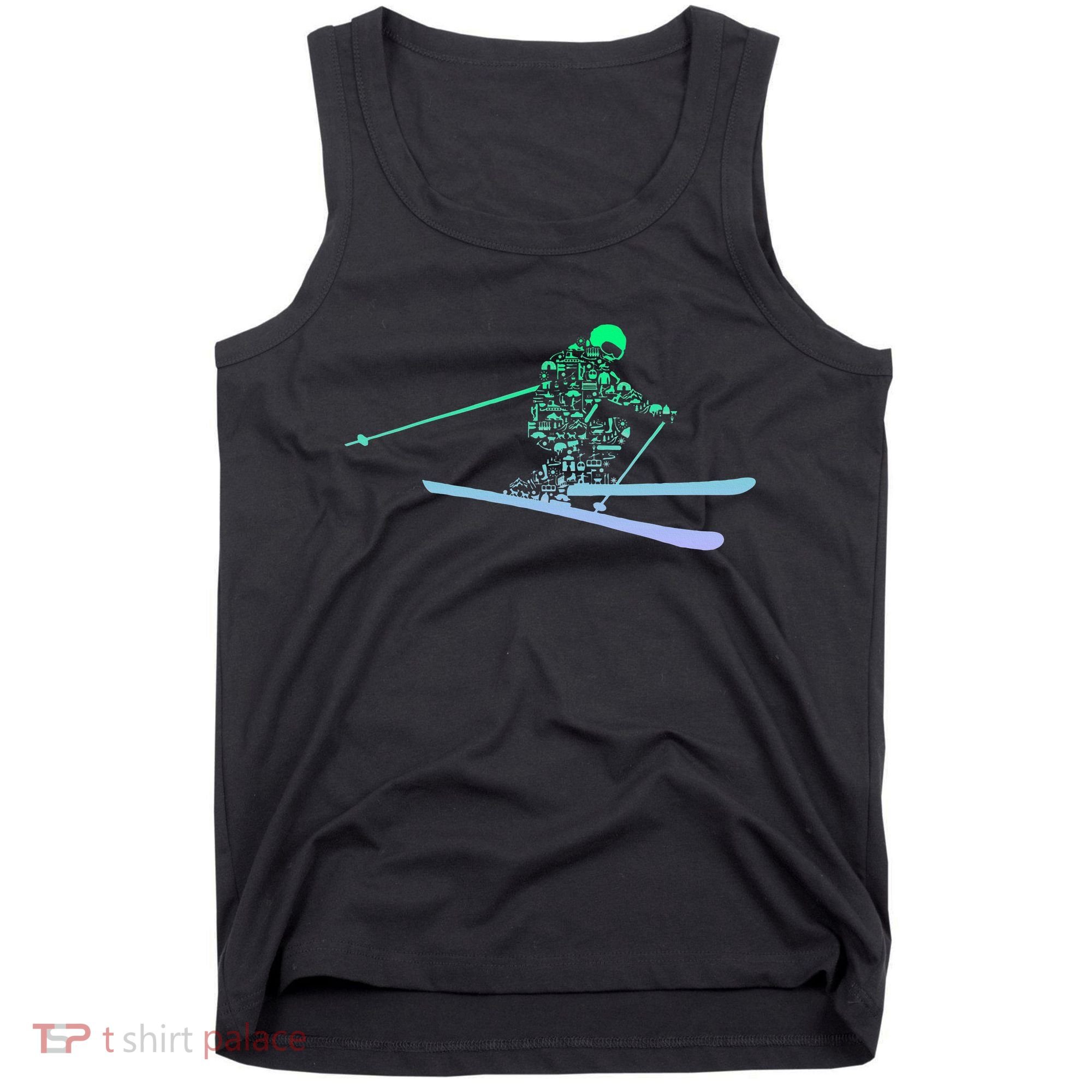 Silhouette Ski Icon For Skiier Ski Skiing Tank Top