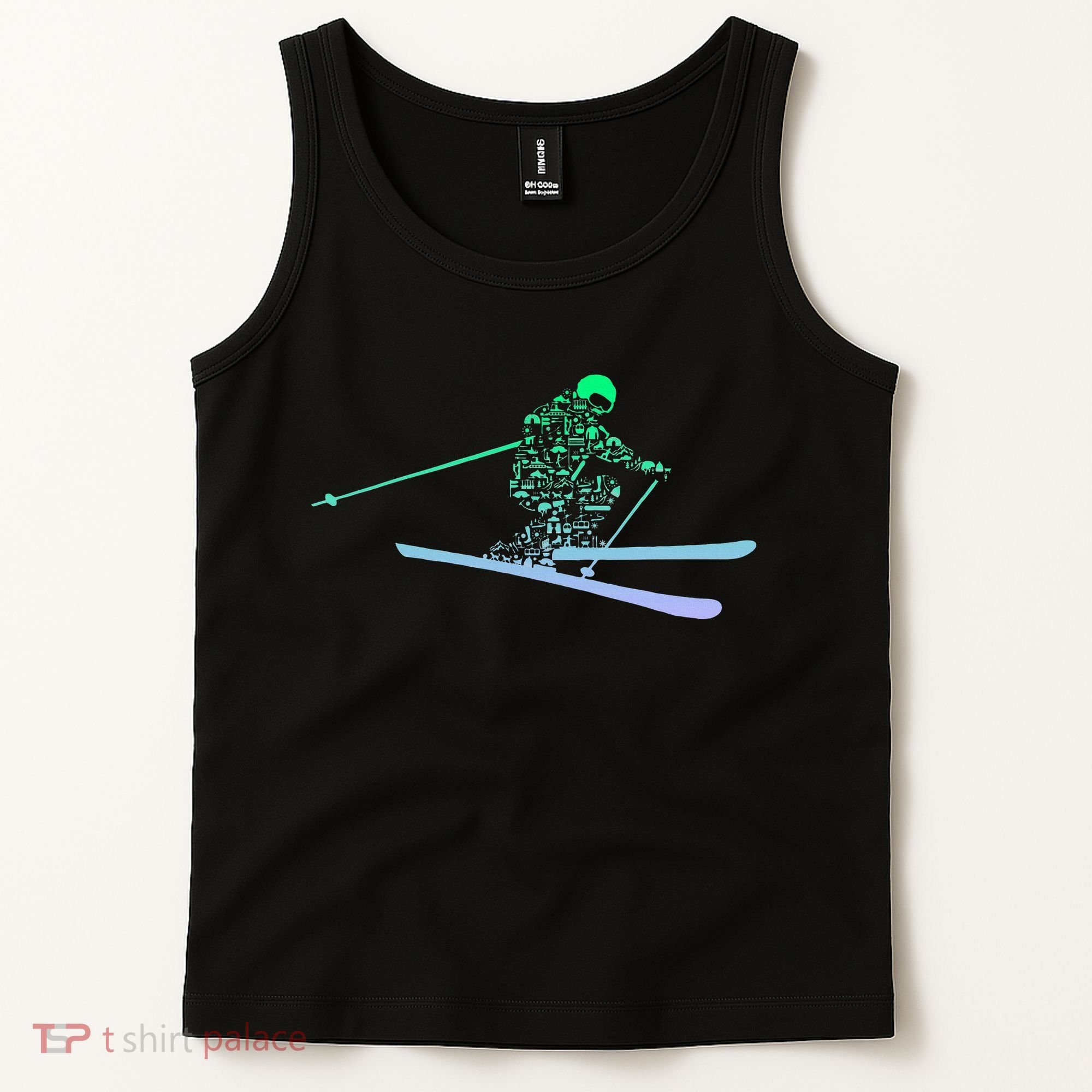 Silhouette Ski Icon For Skiier Ski Skiing Tank Top