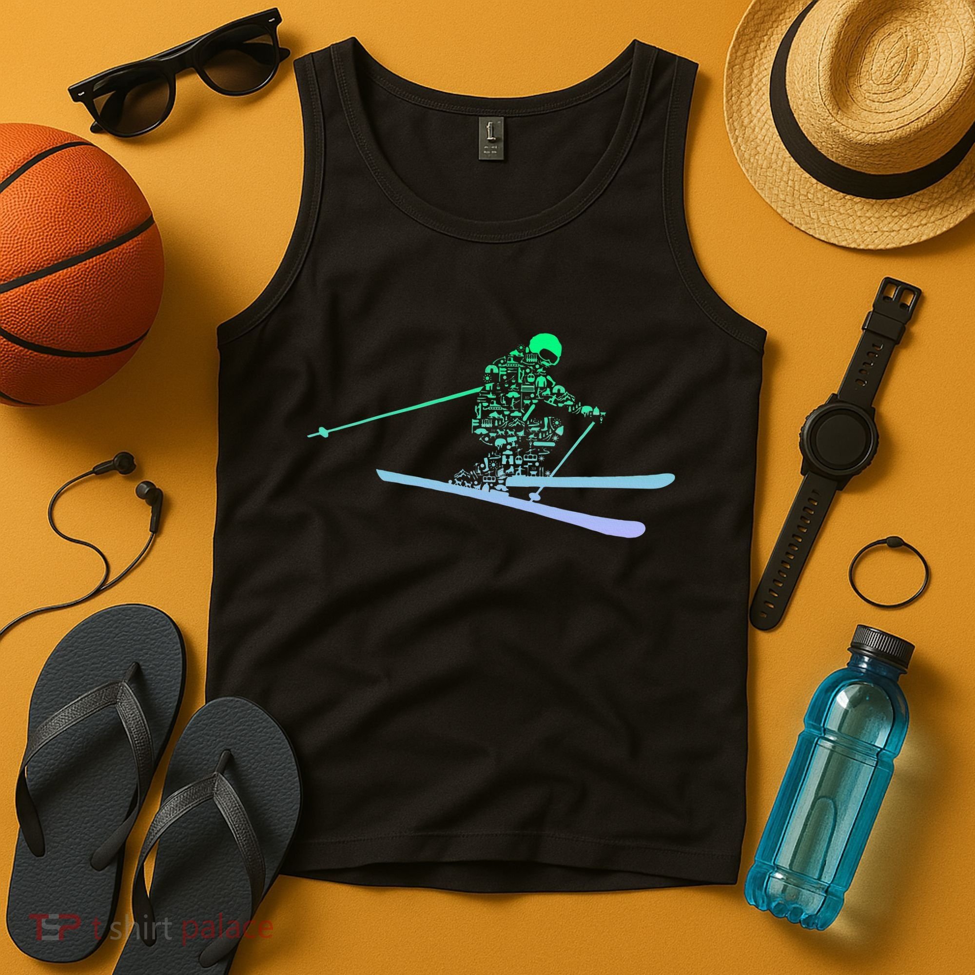 Silhouette Ski Icon For Skiier Ski Skiing Tank Top