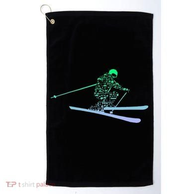Silhouette Ski Icon For Skiier Ski Skiing Golf Towel