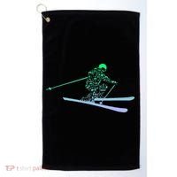 Silhouette Ski Icon For Skiier Ski Skiing Golf Towel thumb 0