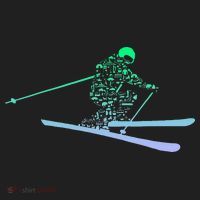 Silhouette Ski Icon For Skiier Ski Skiing Golf Towel thumb 3