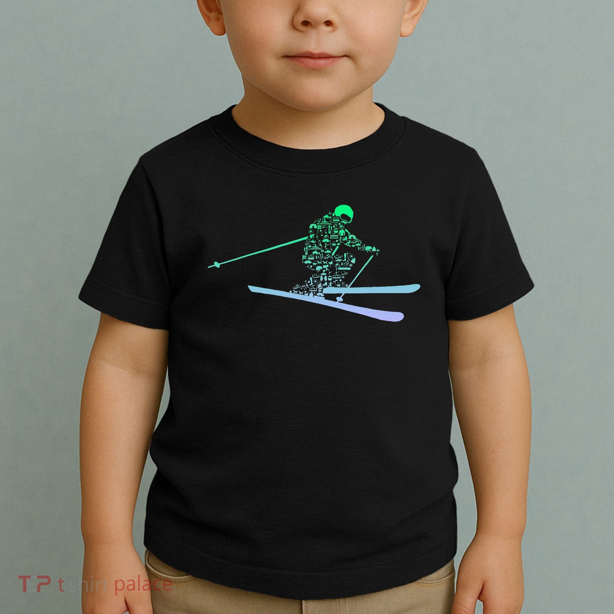 Silhouette Ski Icon For Skiier Ski Skiing Toddler T-Shirt