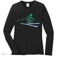Silhouette Ski Icon For Skiier Ski Skiing Women's Long Sleeve Shirt thumb 0