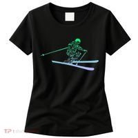 Silhouette Ski Icon For Skiier Ski Skiing Women's T-Shirt thumb 0
