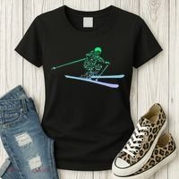 Silhouette Ski Icon For Skiier Ski Skiing Women's T-Shirt thumb 3