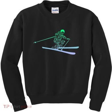 Silhouette Ski Icon For Skiier Ski Skiing Kids Sweatshirt