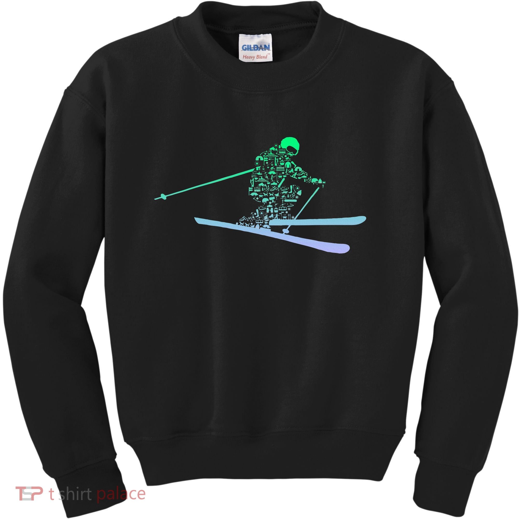 Silhouette Ski Icon For Skiier Ski Skiing Kids Sweatshirt
