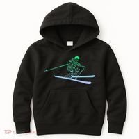 Silhouette Ski Icon For Skiier Ski Skiing Kids Hoodie thumb 0