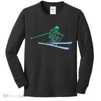 Silhouette Ski Icon For Skiier Ski Skiing Kids Long Sleeve Shirt thumb 0