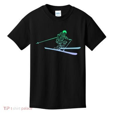 Silhouette Ski Icon For Skiier Ski Skiing Kids T-Shirt