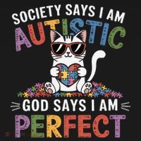 Society Says I Am Autistic God Says I Am Perfect Autism Cat Doggie Tank thumb 4