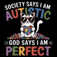 Society Says I Am Autistic God Says I Am Perfect Autism Cat Coffee Mug thumb 5