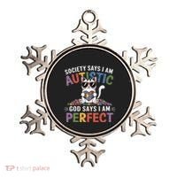 Society Says I Am Autistic God Says I Am Perfect Autism Cat Ornament thumb 0