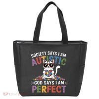 Society Says I Am Autistic God Says I Am Perfect Autism Cat Tote Bag thumb 0