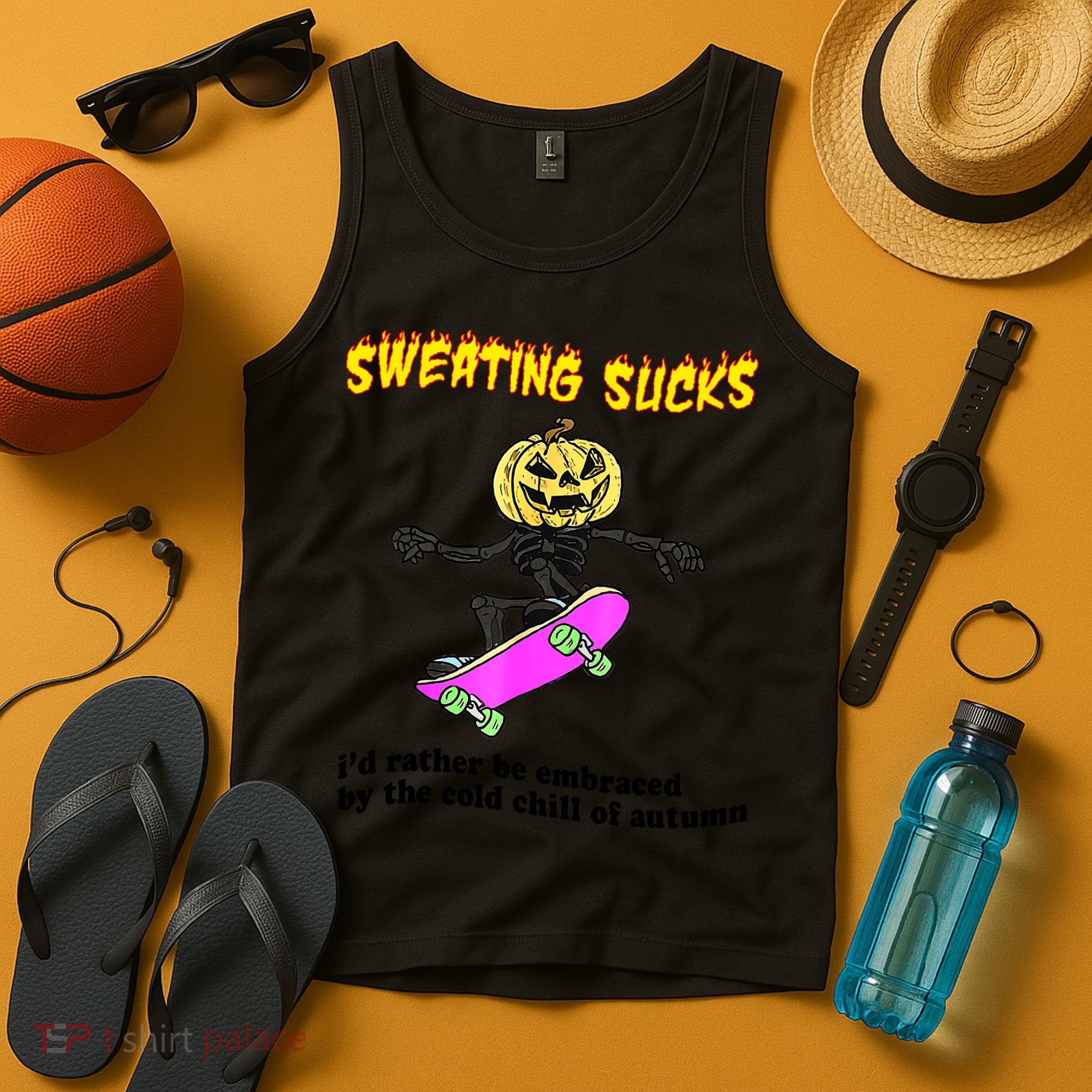 Sweating Sucks I'd Rather Be Embraced Funny Halloween Tank Top