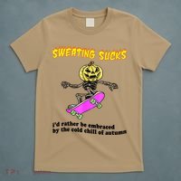 Sweating Sucks I'd Rather Be Embraced Funny Halloween T-Shirt thumb 5