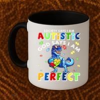 Society Says I'm Autistic God Says I'm Perfect Autism Funny Coffee Mug thumb 2