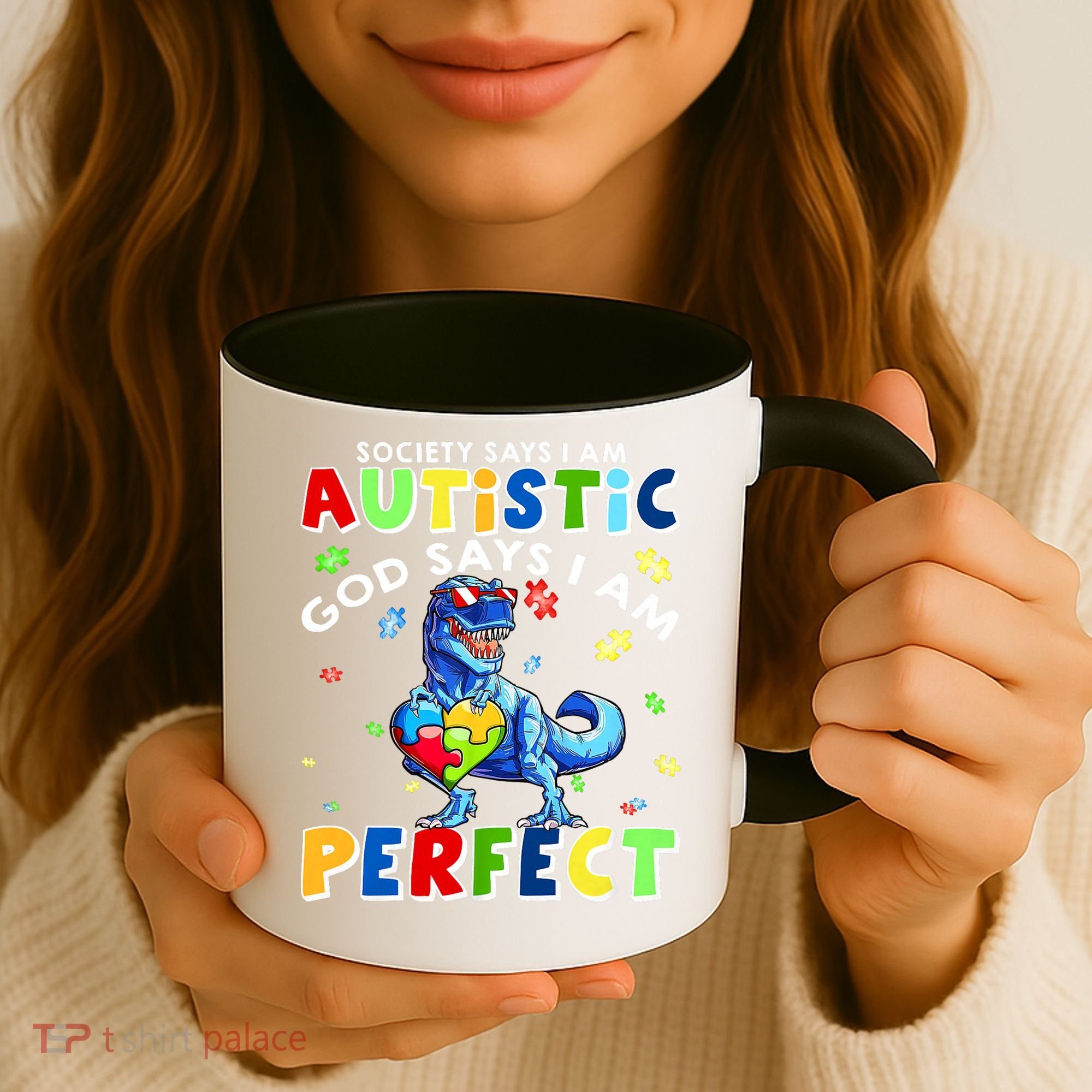 Society Says I'm Autistic God Says I'm Perfect Autism Funny Coffee Mug