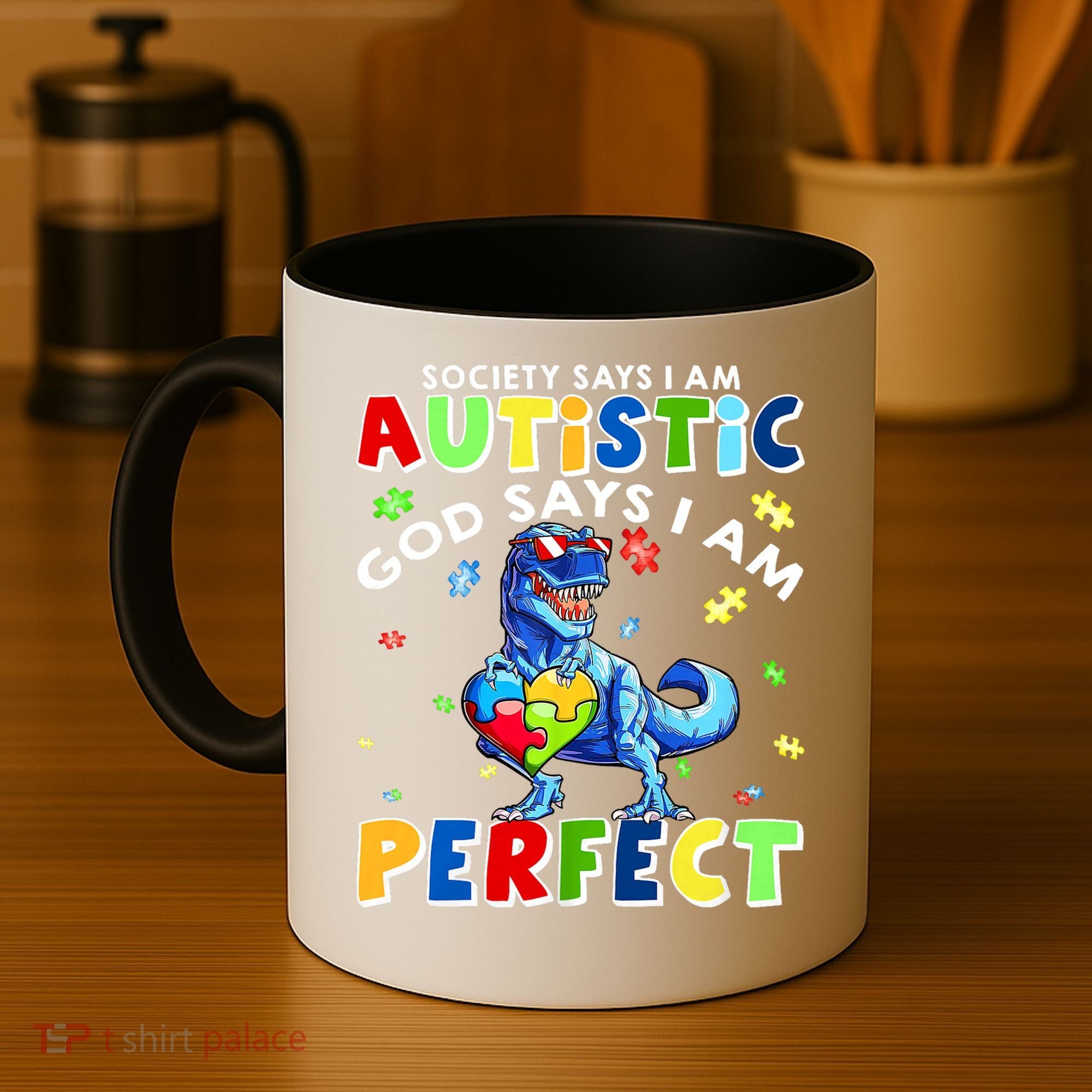 Society Says I'm Autistic God Says I'm Perfect Autism Funny Coffee Mug