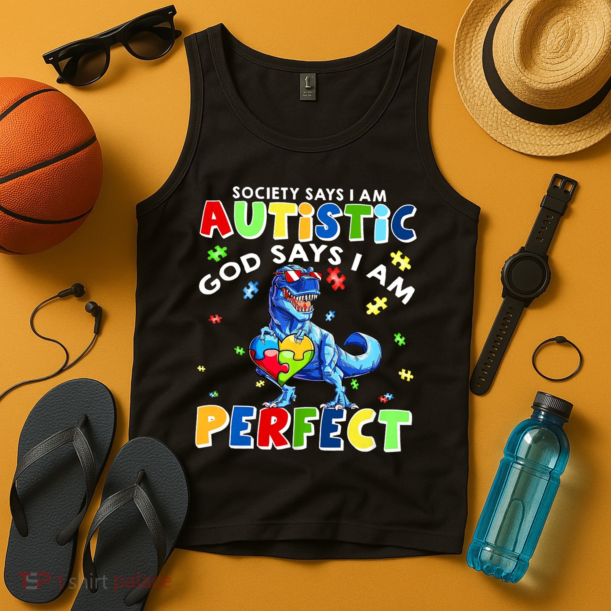 Society Says I'm Autistic God Says I'm Perfect Autism Funny Tank Top