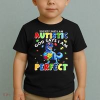 Society Says I'm Autistic God Says I'm Perfect Autism Funny Toddler T-Shirt thumb 2