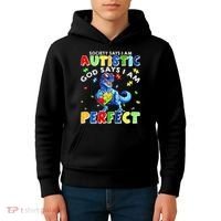 Society Says I'm Autistic God Says I'm Perfect Autism Funny Kids Hoodie thumb 4
