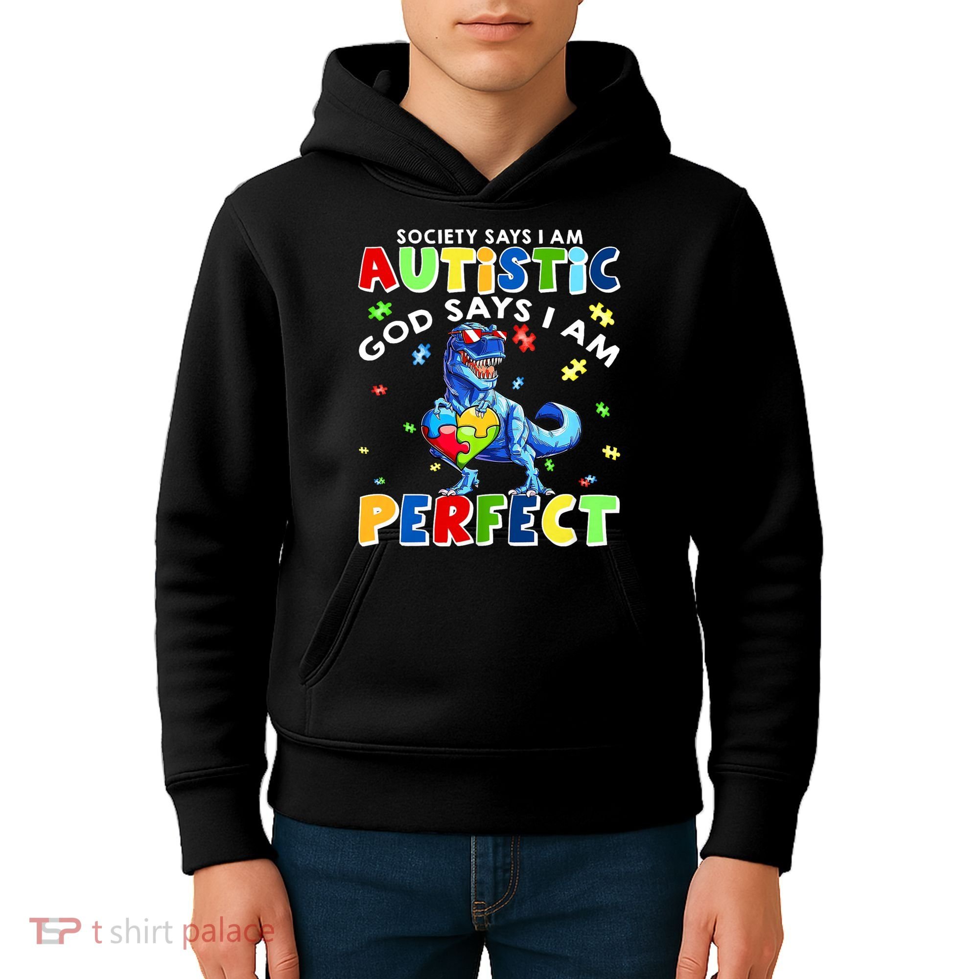 Society Says I'm Autistic God Says I'm Perfect Autism Funny Kids Hoodie