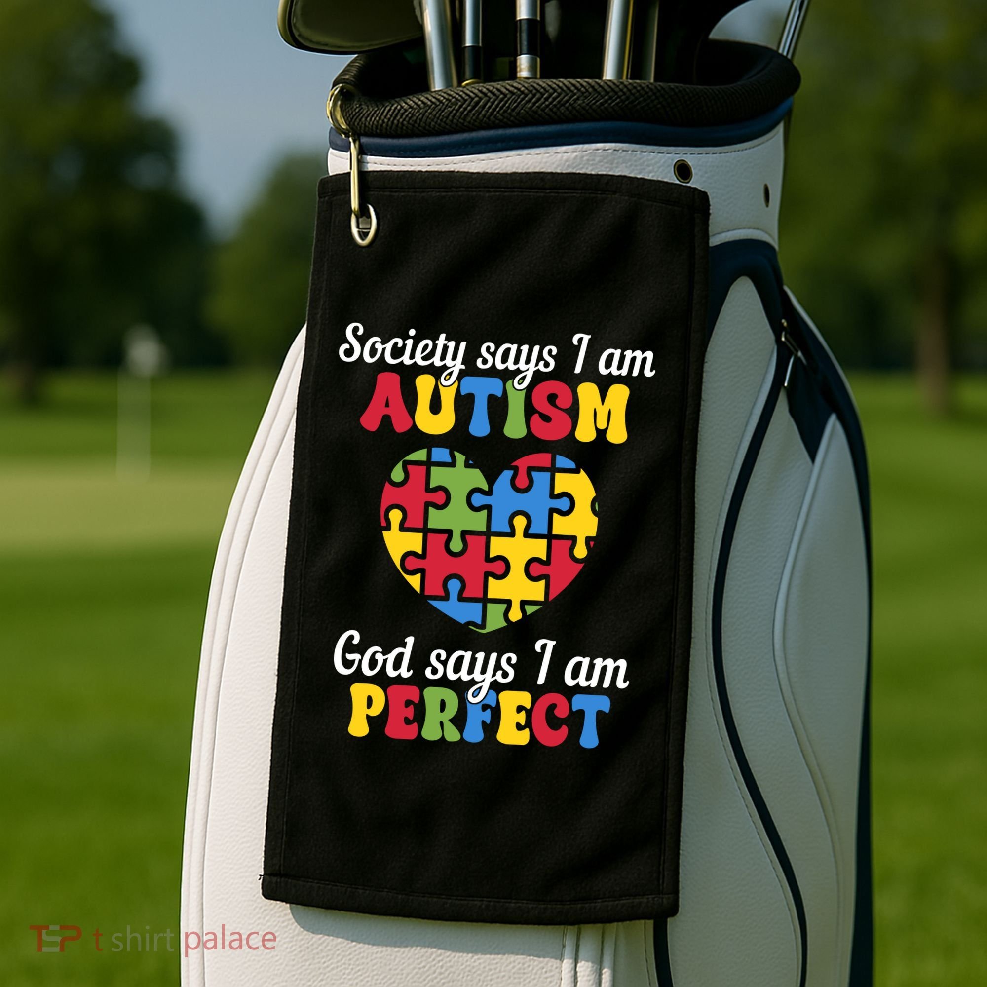 Society Says I Am Autism Go Days I Am Perfect Golf Towel