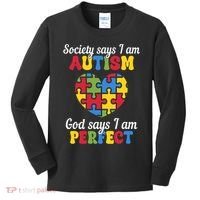 Society Says I Am Autism Go Days I Am Perfect Kids Long Sleeve Shirt thumb 0