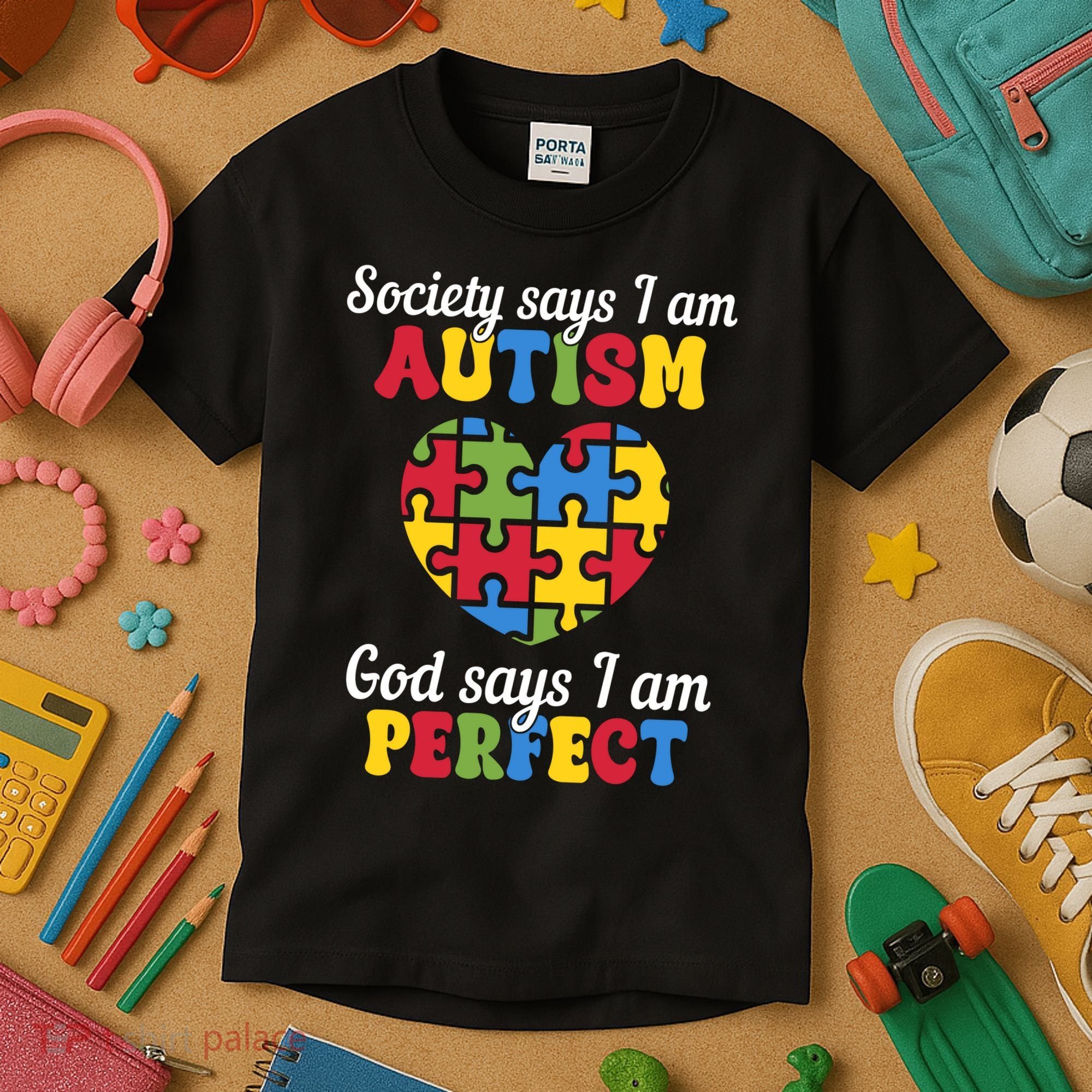 Society Says I Am Autism Go Days I Am Perfect Kids T-Shirt