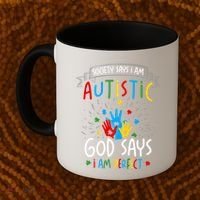 Society Says I Am Autistic God Says I Am Perfect Autism Gift Coffee Mug thumb 2