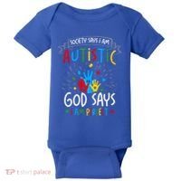 Society Says I Am Autistic God Says I Am Perfect Autism Gift Baby Bodysuit thumb 0