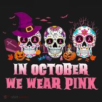 Sugar Skulls In October We Wear Pink Breast Cancer Awareness Hoodie thumb 2