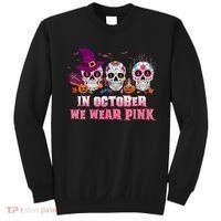 Sugar Skulls In October We Wear Pink Breast Cancer Awareness Sweatshirt thumb 0