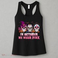 Sugar Skulls In October We Wear Pink Breast Cancer Awareness Women's Tank Top thumb 3