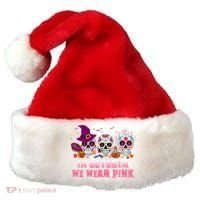 Sugar Skulls In October We Wear Pink Breast Cancer Awareness Santa Hat thumb 0
