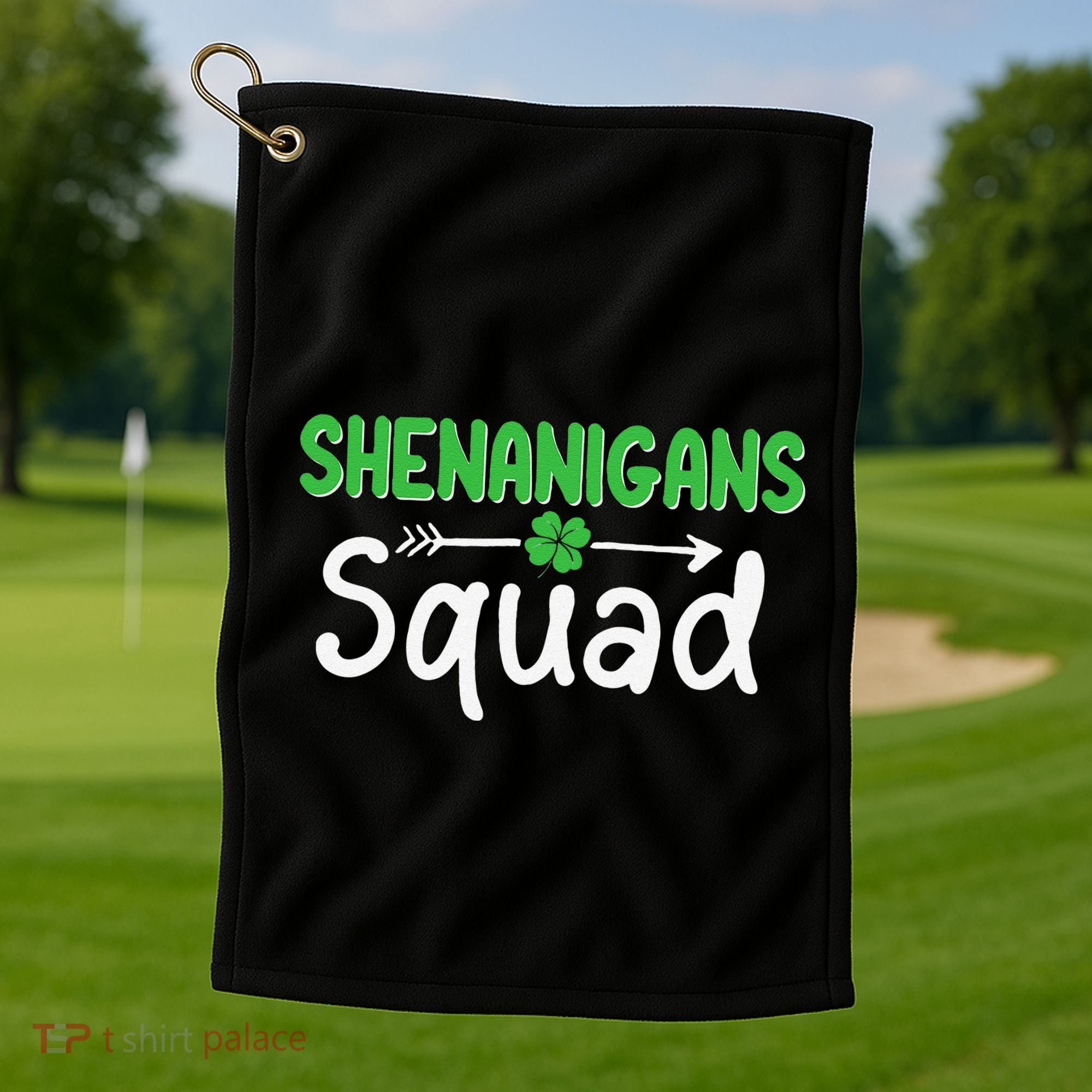 Shenanigans Squad Irish Shamrock Funny Saint Patricks Day Golf Towel
