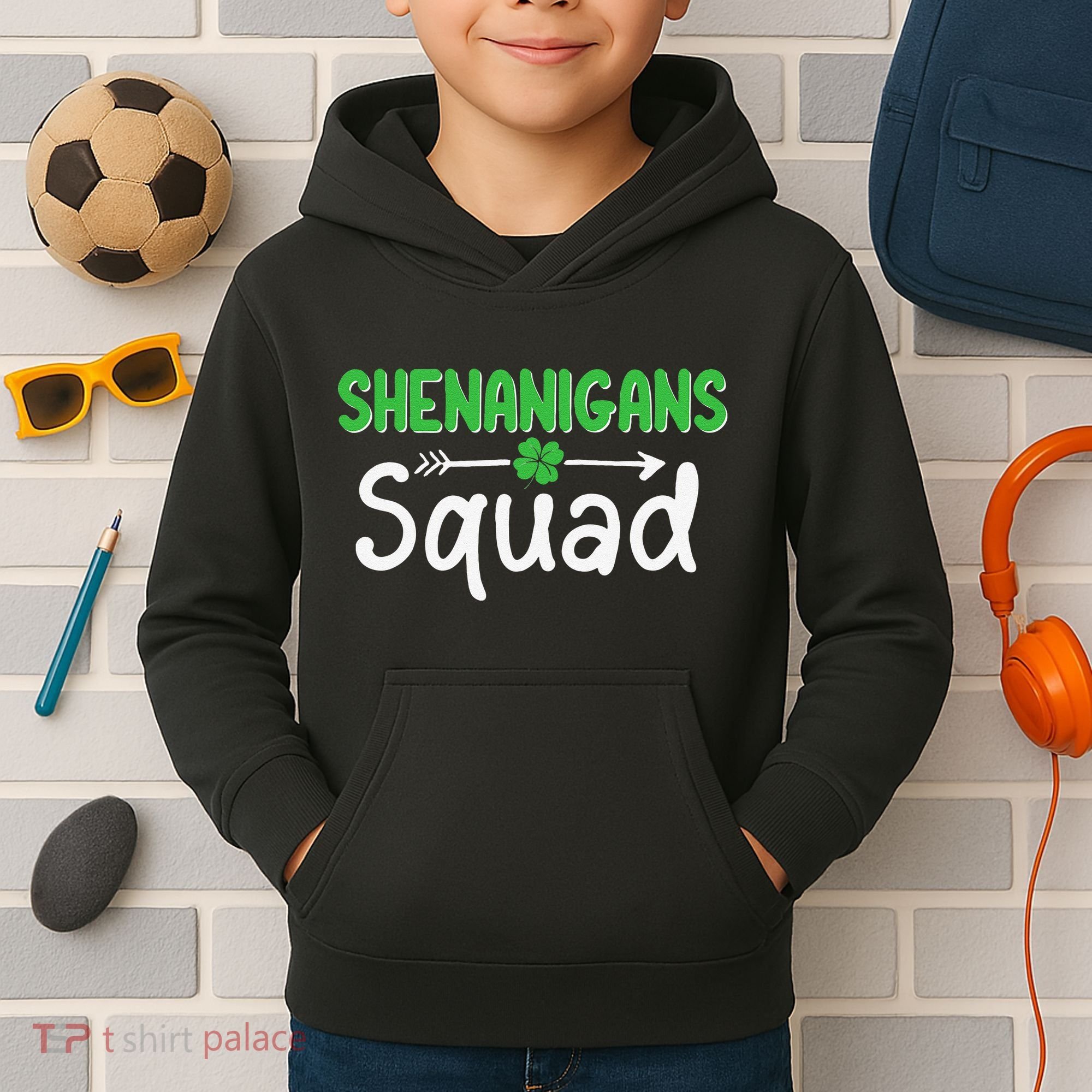 Shenanigans Squad Irish Shamrock Funny Saint Patricks Day Kids Hoodie